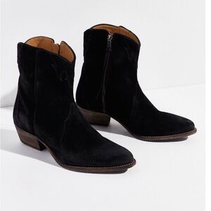 Free People New Frontier Western Boot Black Suede Size 38.5